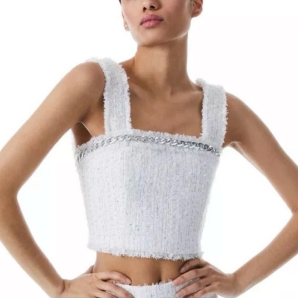 Alice + Olivia White Tweed Skirt Set "Coralie" top & "Elana" skirt - Picture 4 of 12